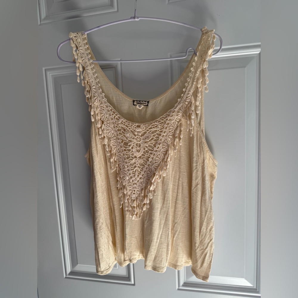 Eyeshadow Cream Crochet-Trim Tank Top